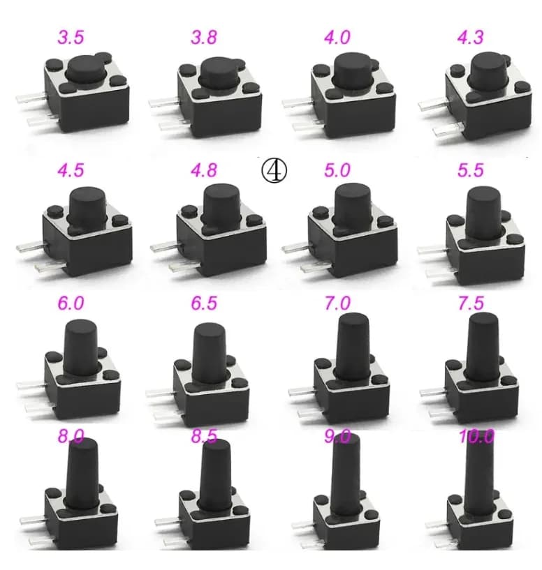 10шт. Микро Кнопка тактовый переключатель, 4,5x4,5x4,5мм