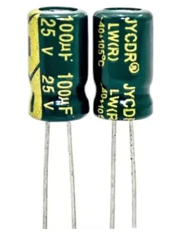 1шт. Алюминиевый электролитический конденсатор 25В-100мкФ (100uF-25V, 100*25V, -40+105C, 11x5мм)