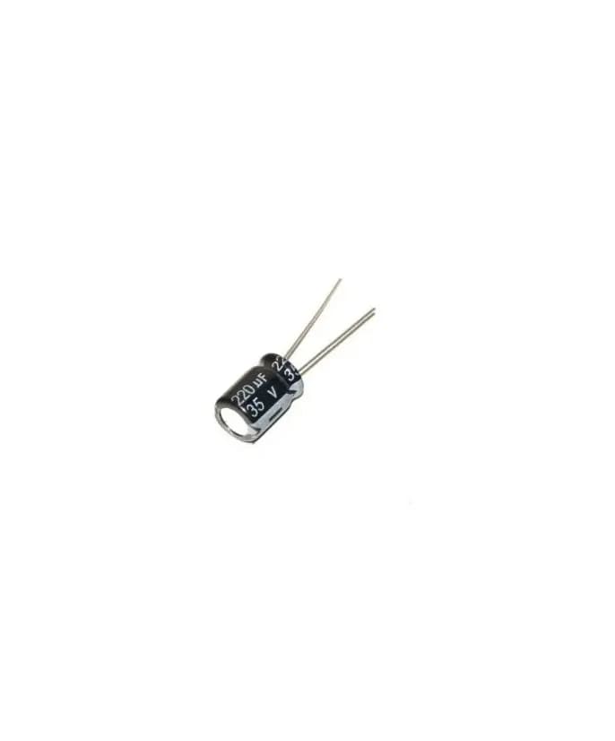 1шт. Алюминиевый электролитический конденсатор 35В-220мкФ (220uF-35V, 220*35V, -40+105C, 13x8мм)
