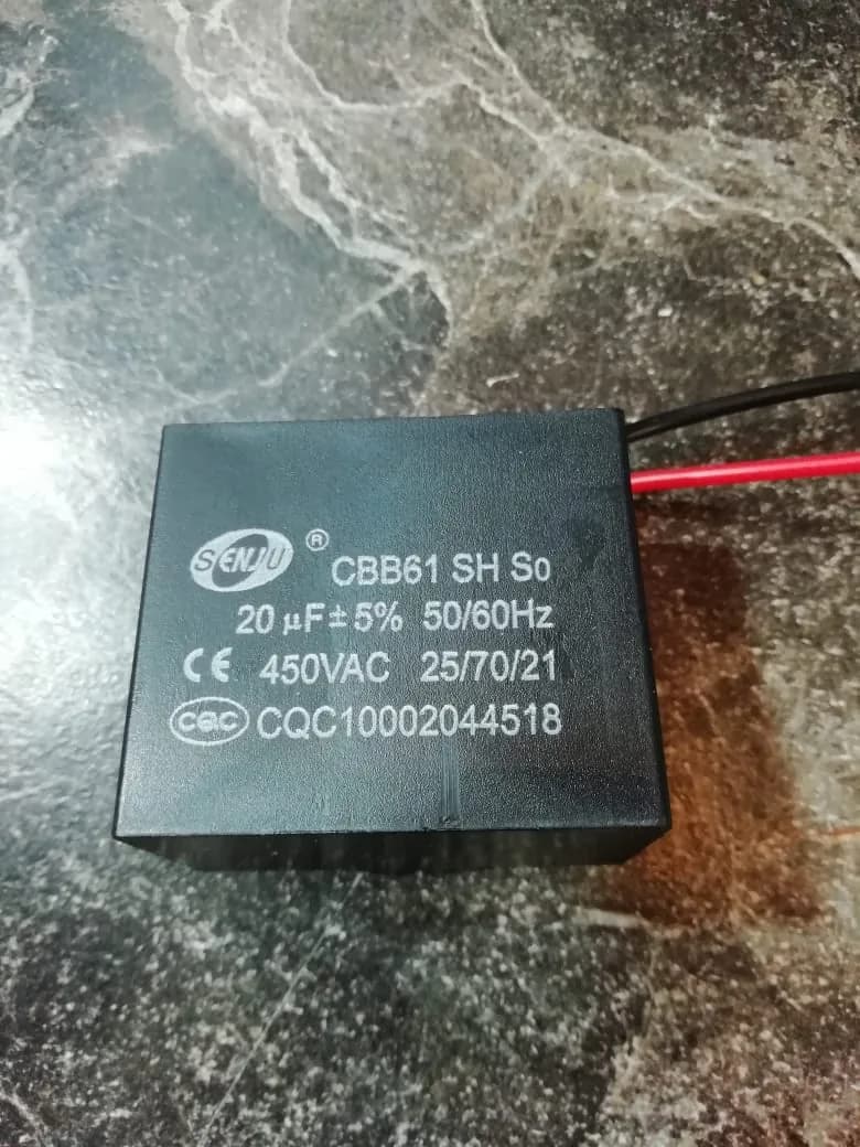 Пусковой конденсатор вентилятора CBB61 20mf 450VAC
