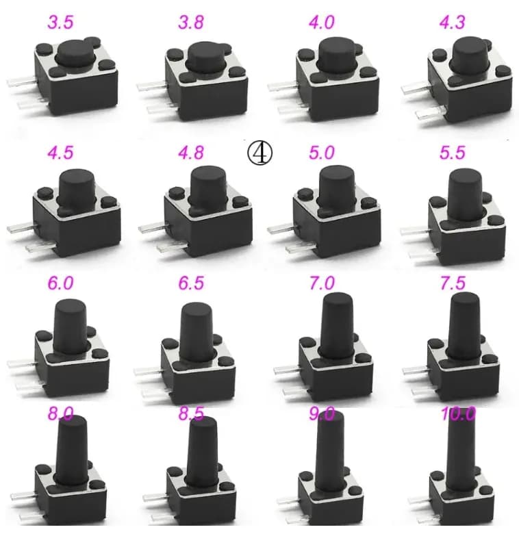 10шт. Микро Кнопка тактовый переключатель, 4,5x4,5x3,8мм DIP SMD