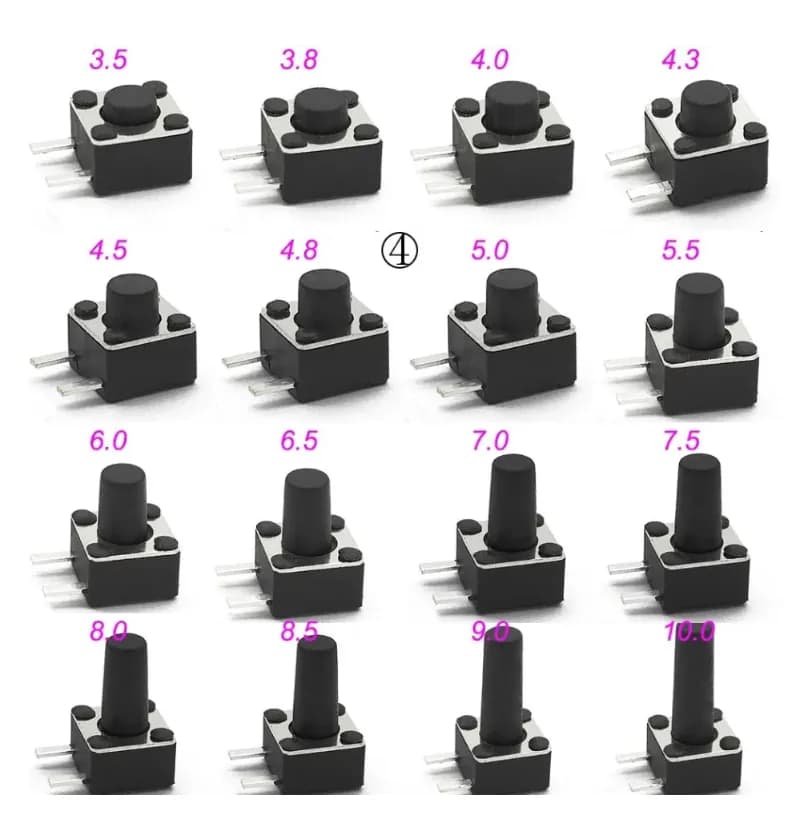 10шт. Микро Кнопка тактовый переключатель, 4,5x4,5x4,8мм DIP SMD