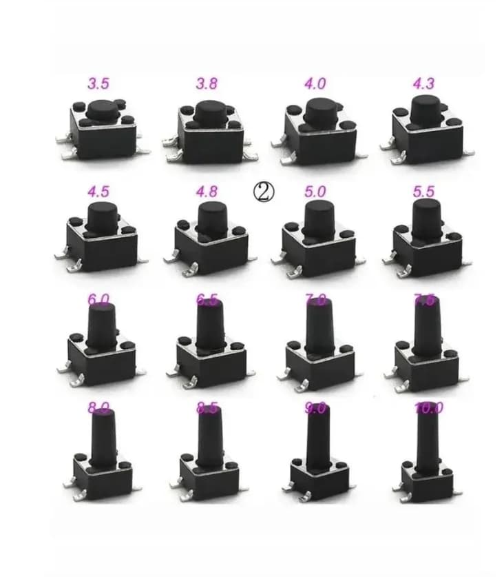 10шт. Микро Кнопка тактовый переключатель, 4,5x4,5x8,5мм, Type2, DIP SMD