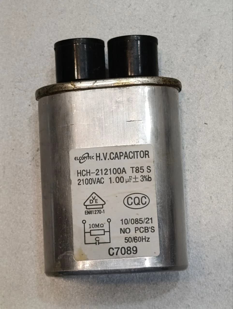 Конденсатор для микроволновой печи CH85 2100VAC 1,00mF 86x55x35 уценка